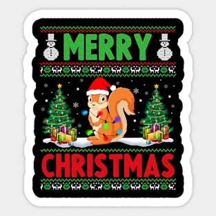 Funny Squirrel Animal Lover Xmas Lighting Squirrel Christmas Sticker